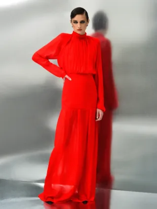 Babukhadia Kleid aus Seide - Rot