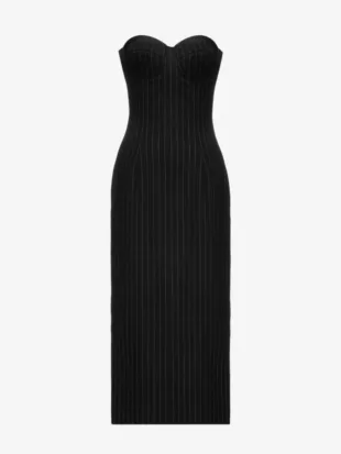 Babukhadia Kleid aus Wolle, Schwarz mit Streifen